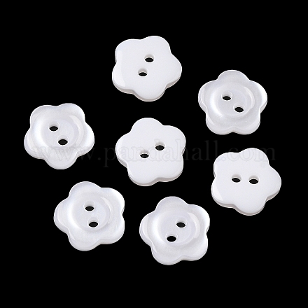 樹脂ボタン 染め 花 ホワイト 12x2.5mm 穴:1mm RESI-D031-12mm-01-1