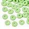 Handmade Polymer Clay Beads, Disc/Flat Round, Heishi Beads, Light Green, 6x1mm, Hole: 2mm, about 23500pcs/1000g