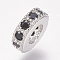 Brass Micro Pave Cubic Zirconia Bead Spacers, Cadmium Free & Lead Free, Flat Round, Black, Platinum, 6x2mm, Hole: 2.5mm