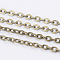 Iron Cable Chains, Unwelded, with Spool, Flat Oval, Cadmium Free & Nickel Free & Lead Free, Antique Bronze, 3x2.2x0.6mm, about 328.08 Feet(100m)/roll