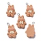 Resin Pendants, with Iron Loop, Rabbit, Chocolate, 26x16x6.5mm, Hole: 2.5mm
