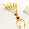 Alloy Ring Bracelets, Flower Cuff Bangles, Red, Inner Diameter: 2-1/2 inch(6.3cm)