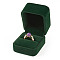 Velvet Ring Boxes, Rectangle, Dark Green, 6x5.1x4.5cm