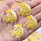 Transparent PVC Plastic Cabochons, with Sequin, Yellow, Banana, 35x32mm