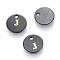 Freshwater Shell Charms, with Gold Blocking Letter, Dyed, Flat Round, Black, Letter.J, 11x1.5mm, Hole: 1.5mm
