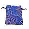 Silk Pouches, Drawstring Bag, Rectangle with Wave Pattern, Blue, 14.2x10x0.4cm