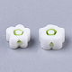 ガラスビーズ  花  薄緑  4~6x4~6x2.5~3mm  穴：1mm&nbsp;X1-GLAA-T019-01-C01-2