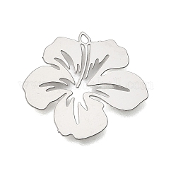 201 Stainless Steel Pendants, Flower Charms, Etched Metal Embellishments, Stainless Steel Color, 19.5x21x0.3mm, Hole: 0.9mm