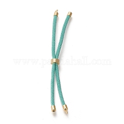 Nylon Twisted Cord Bracelet Making, Slider Bracelet Making, with Brass Findings, Golden, Turquoise, 8.66~9.06 inch(22~23cm), Hole: 2.8mm, Single Chain Length: about 4.33~4.53 inch(11~11.5cm)