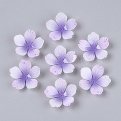 花のアクリルビーズキャップ  DIYのジュエリーには  ライラック  28x28x8~10mm  穴：1.6mm