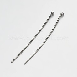 真鍮のボールヘッドピン  ガンメタ色  70x0.8mm  ヘッド：2mm  約120個/30g&nbsp;X-KK-E647-18B-70mm