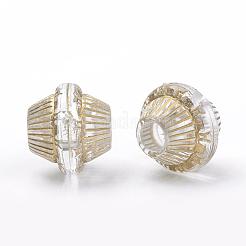 メッキクリアアクリルビーズ  ゴールドライン入り  双円錐形  透明  12x11mm  穴：3.5mm  約780個/500g&nbsp;PACR-Q115-57