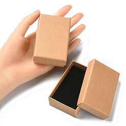 厚紙ジュエリーセットボックス  リングのために  ネックレス  長方形  淡い茶色  8x5x2.5cm&nbsp;CBOX-YW0001-01
