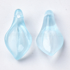 透明スプレー塗装ガラスペンダント  花弁  ライトスカイブルー  20x10.5x6mm  穴：1.2mm&nbsp;GLAA-S054-007A-05