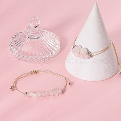 3 個 3 スタイル天然ローズクォーツ編組ビーズブレスレットセット  女性用ナイロン糸調節可能なブレスレット  内径：3-3/8インチ（8.5cm）  1個/スタイル&nbsp;BJEW-JB09334-01