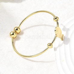 201ステンレススチールカフバングル  女性のためのトルクバングル  魚  0.2cm  内径：2x1-7/8インチ（5.2x4.7cm）  魚：18x10mm&nbsp;BJEW-Z151-02G-02