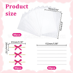 手作りの編み込みコスチュームアクセサリー60個  ポリエステルリボン蝶結び  60個のOPPセロハン袋と紙スティック付き  フクシア  81x26x4.5mm&nbsp;DIY-AR0005-44