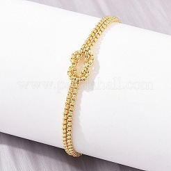Brass Box Chain Knot 2-Strand Bracelets for Women&nbsp;KK-CBA68DA-17B-G