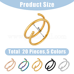 20Pcs 5 Colors 304 Stainless Steel Spiral Nose Rings Set&nbsp;AJEW-FI0001-01