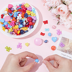 100gのプラスチックボタン  混合図形  1ホール＆2穴  ミックスカラー  10~20x10~18x2~10mm  穴：2~3mm&nbsp;BUTT-SP0001-24