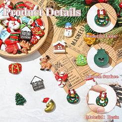 48 個 24 スタイル クリスマステーマの不透明樹脂カボション  混合図形  ミックスカラー  14~29x14~24x4.5~8mm  2個/スタイル&nbsp;RESI-CJ0004-82