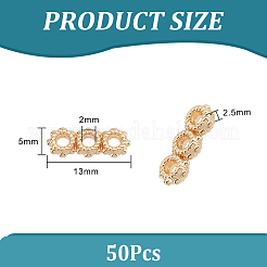 ラックメッキ合金スペーサーバー50個  マルチ連リンク  カドミウムフリー＆鉛フリー  花  長持ちメッキ  14KGP本金メッキ  13x5x2.5mm  穴：2mm&nbsp;FIND-PH0010-34