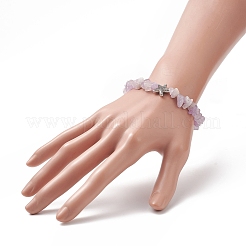 天然混合宝石チップと合金ヒトデビーズストレッチブレスレット、女性用  内径：2インチ（5.1cm）&nbsp;BJEW-JB09233