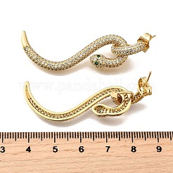 女性用スネーク真鍮キュービックジルコニアダングルスタッドピアス  ゴールドカラー  48.5x23mm&nbsp;EJEW-F367-01B-G