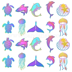 20Pcs 10 Styles Ion Plating(IP) 304 Stainless Steel Etched Metal Embellishments Pendants&nbsp;STAS-FS0001-53