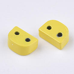 スプレー塗装合金マルチ連リンク  タイル弾性ブレスレット作り用  半円  きいろ  8.5x4x6mm  穴：1.4mm&nbsp;LS-PALLOY-T068-10-16