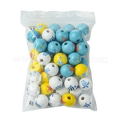 45Pcs 9 Styles Natural Wood European Beads&nbsp;WOOD-FS0001-27