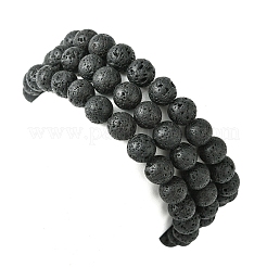 Natural Lava Rock Round & Carnelian Beads Stretch Bracelets for Women&nbsp;BJEW-JB11472