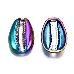合金ペンダント  穴なし/ドリルなし  カドミウムフリー＆ニッケルフリー＆鉛フリー  カウリーシェルシェイプ  虹色  19x12x2.5mm&nbsp;PALLOY-N163-001-NR