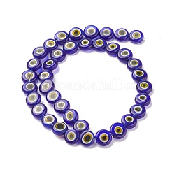 Handmade Evil Eye Lampwork Flat Round Bead Strands&nbsp;LAMP-L058-10mm-22