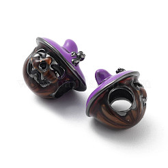 Halloween Rack Plating Brass Enamel European Beads&nbsp;KK-M280-01B