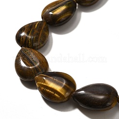 天然石タイガーアイビーズ連売り  ティアドロップ  16x12x5~6mm  穴：1mm  約25個/連  15.16''~15.75''（38.5~40センチメートル）&nbsp;G-P561-B03-01