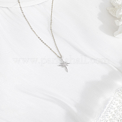 1Pc Star Brass & Iron & Rhinestone Pendant Necklaces&nbsp;NJEW-LP0004-15P