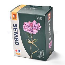 カーネーション鉢植えの花ビルディングブロック  リボン付き  子供のためのdiy人工花束建築レンガおもちゃ  スミレ  120x90x58mm&nbsp;DIY-B019-06
