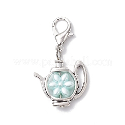 模造真珠アクリルペンダント装飾  花とケトル  チベット風パーツ  ミックスカラー  40.5mm&nbsp;HJEW-JM04007-02