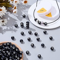 DIY ブレスレット/ネックレス作成キット  ビリヤード8個アクリルビーズを含む  丸型クリスタル弾性糸  ブラック  12mm  穴：4mm&nbsp;DIY-ME0001-88