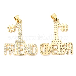 Rack Plating Brass Micro Pave Cubic Zirconia Pendants&nbsp;KK-A185-15G
