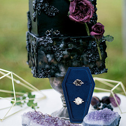 Halloween Theme Coffin Shaped Velvet Finger Ring Boxes&nbsp;VBOX-WH0015-01C
