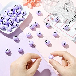 1 Set 26Pcs Purple Round with Letter Silicone Beads&nbsp;ST-CJ0041-012