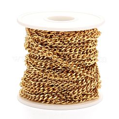 PVD真空メッキ304ステンレススチールキューバチェーン  溶接されていない  スプールで  ゴールドカラー  6x4.5x2mm  約32.81フィート（10m）/ロール&nbsp;CHS-K016-03B-G