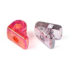 UVメッキ透明アクリルビーズ  虹色の  文字L  ミックスカラー  20x8.5~20.5x13mm  穴：6mm&nbsp;TACR-T030-01M