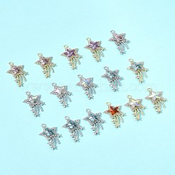 16色ラックメッキ合金アクリルパーツ2個  スターのチャーム  プラチナ·ゴールデン  30.5x16.5x5.5mm  穴：1.8mm  8個/カラー&nbsp;FIND-FS0003-40