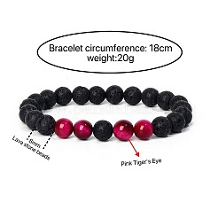 8MM Round Dyed Natural Tiger Eye and Lava Rock Yoga Beaded Stretch Bracelets&nbsp;ZG6546-1