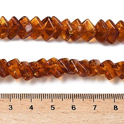 天然琥珀ビーズ連売り  菱形  サドルブラウン  11~12x11~12x2.5~3.5mm  穴：0.7mm  約68~70個/連  14.76''~14.96''（37.5~38センチメートル）&nbsp;G-K376-C01-01