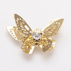 Brass Micro Pave Cubic Zirconia Pendants&nbsp;KK-F731-22G