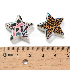 虹色の玉虫色のプリント不透明アクリルビーズ  混合スタイル  スター  22x23.5x8mm  穴：2.5mm&nbsp;OACR-D316-01A-02